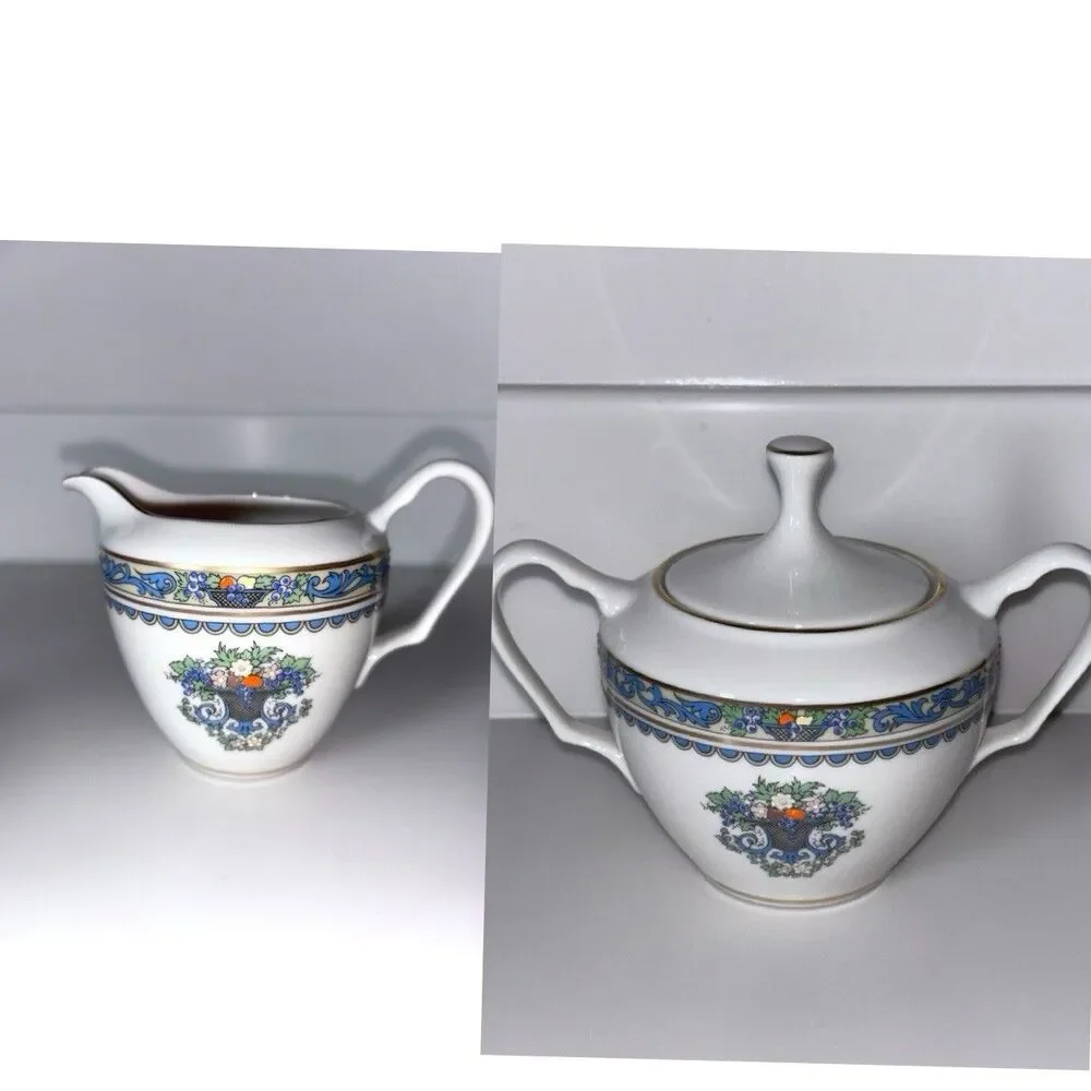 Lenox Autumn Collection Fine Bone China Creamer & Sugar Bowl W/Lid